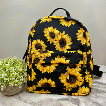 Load image into Gallery viewer, Mini Backpack - Sunflower On Black