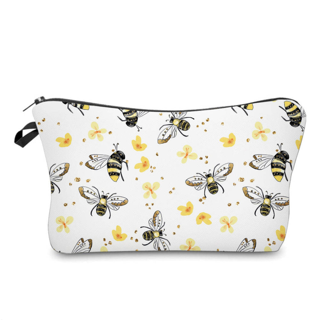 Pouch - Bee, White Bees